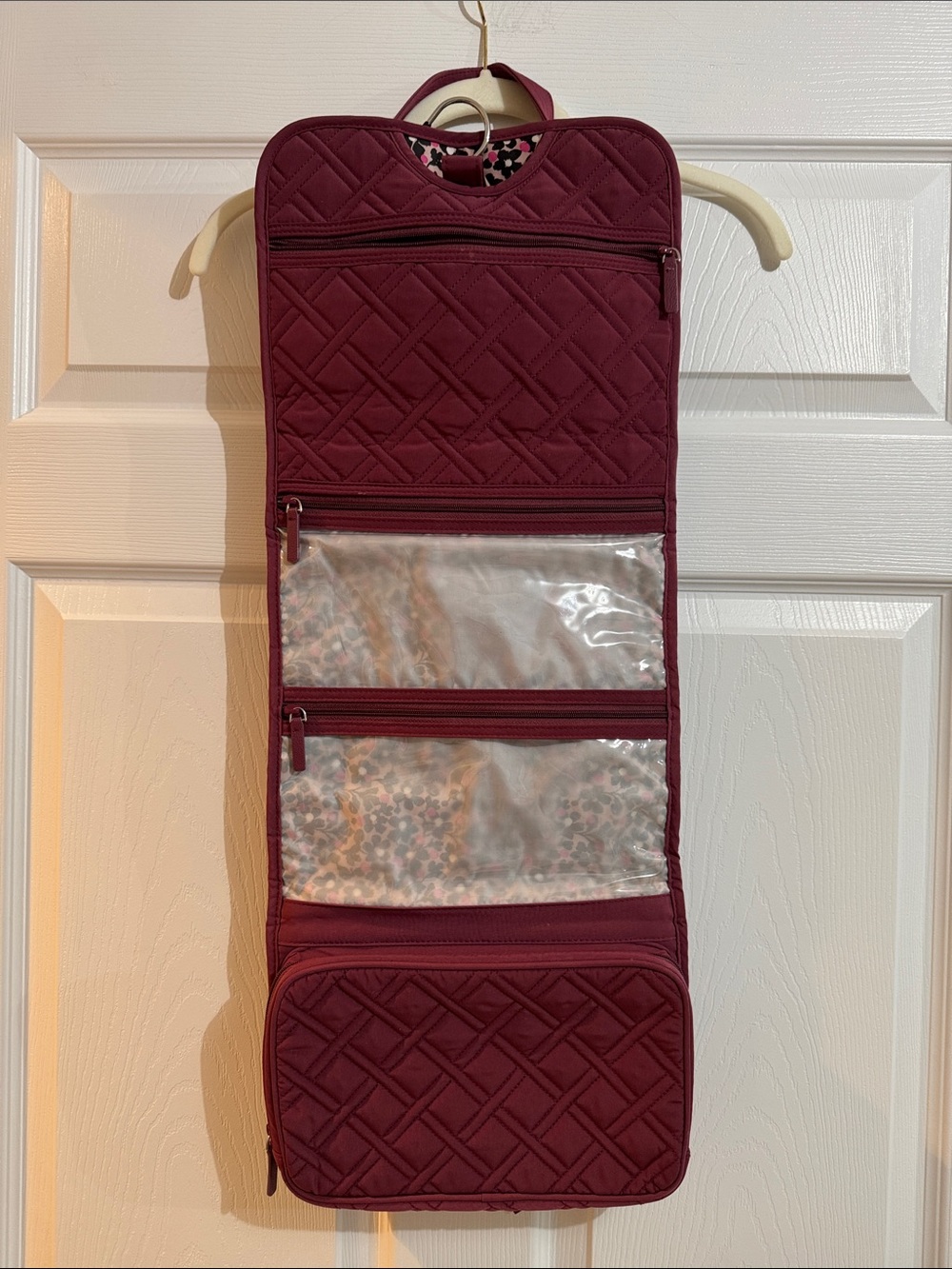 Vera Bradley Quilted Hanging Travel Organizer Bag in Wine